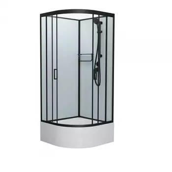 Душевая кабина Frank F400/2 Black б/к 100х100х215 профиль черный, стекло прозрачное 150009