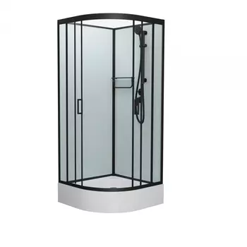 Душевая кабина Frank F409/1 М Black б/к 90х90х215 профиль черный, стекло матовое 20063