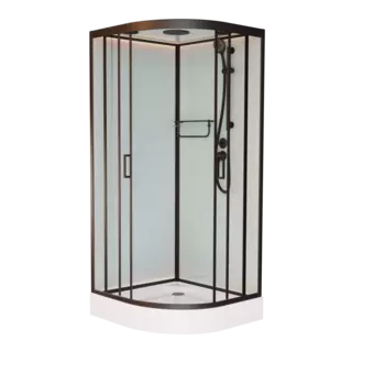 Душевая кабина Frank F409 М Black 90х90х220 профиль черный, стекло матовое 20042