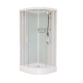 Душевая кабина Frank F409 White 90х90х220 профиль белый, стекло прозрачное 409009