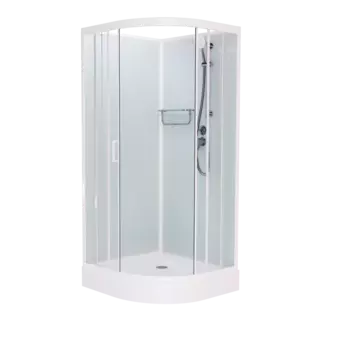 Душевая кабина Frank F409 White б/к 90х90х215 профиль белый, стекло прозрачное 4090909