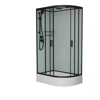 Душевая кабина Frank F412/1L М Black 120х80х220 профиль черный, стекло матовое, левая 20066