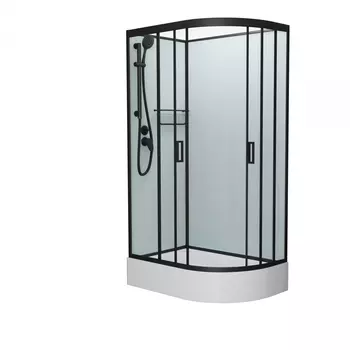Душевая кабина Frank F412/1L М Black б/к 120х80х215 профиль черный, стекло матовое, левая 20067