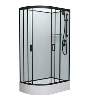 Душевая кабина Frank F412/1R М Black б/к 120х80х215 профиль черный, стекло матовое, правая 20069