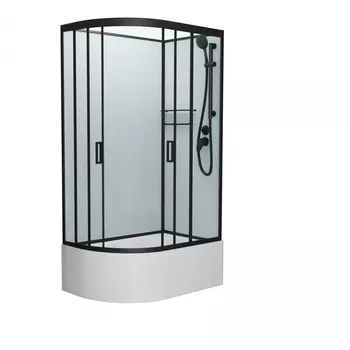 Душевая кабина Frank F412/1R М Black б/к 120х80х215 профиль черный, стекло матовое, правая 20077