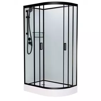 Душевая кабина Frank F412L М Black б/к 120х80х215 профиль черный, стекло матовое, левая 20059