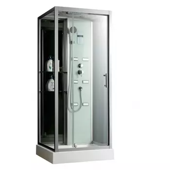 Душевая кабина Frank F502-1 100х85х218 профиль хром, стекло прозрачное, с баней 22109058