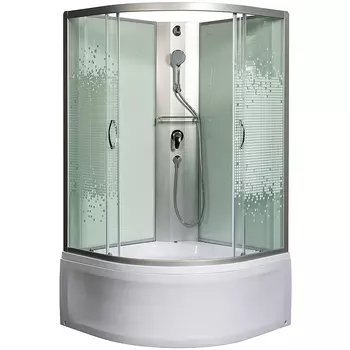 Душевая кабина МОНОМАХ 100x100х206 профиль хром, стекло прозрачное с рисунком 10000005788