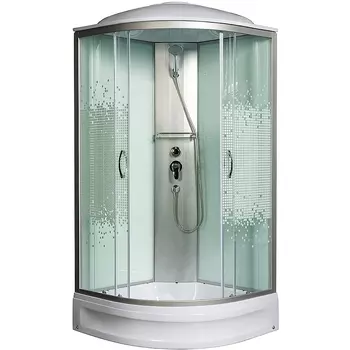 Душевая кабина МОНОМАХ 100x100х210 профиль хром, стекло прозрачное с рисунком 10000005758