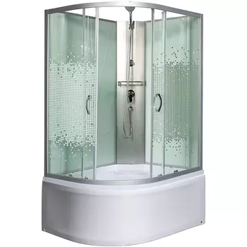 Душевая кабина МОНОМАХ 100x80х206 профиль хром, стекло прозрачное с рисунком, правая 10000005830