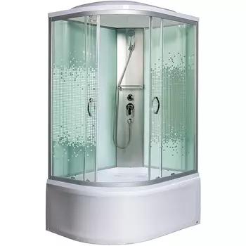 Душевая кабина МОНОМАХ 100x80х210 профиль хром, стекло прозрачное с рисунком, правая 10000005837