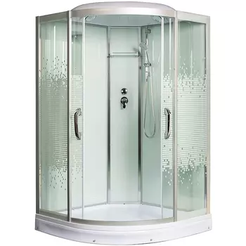 Душевая кабина МОНОМАХ 110x110х220 профиль хром, стекло прозрачное с рисунком 10000005845