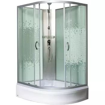 Душевая кабина МОНОМАХ 120x90х206 профиль хром, стекло прозрачное с рисунком, левая 10000005813