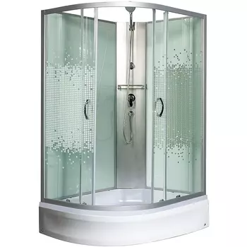 Душевая кабина МОНОМАХ 120x90х206 профиль хром, стекло прозрачное с рисунком, правая 10000005814