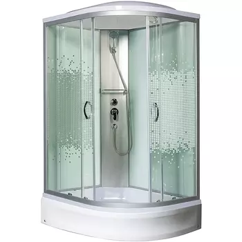 Душевая кабина МОНОМАХ 120x90х210 профиль хром, стекло прозрачное с рисунком, левая 10000005827