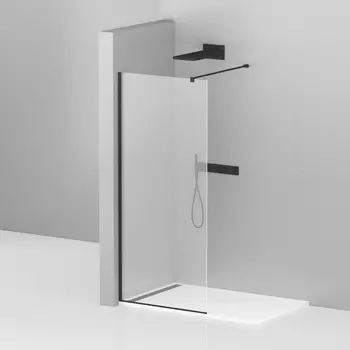 Душевая перегородка Cezares Liberta-L-1-100-120-C-NERO профиль черный, стекло прозрачное LIBERTA-L-1-100-120-C-NERO