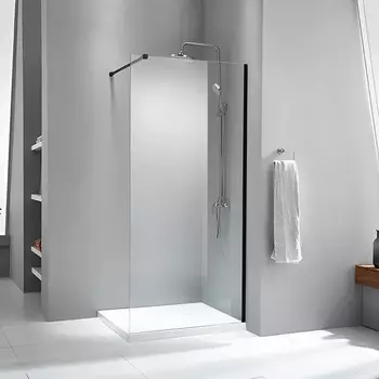 Душевая перегородка Parly Т100В 100x190, профиль черный, стекло прозрачное /9184