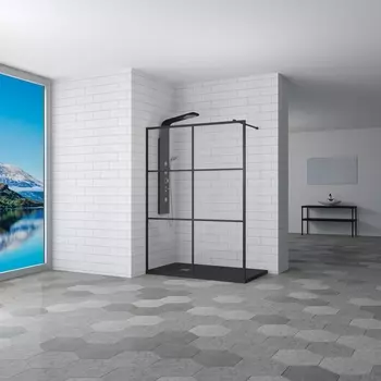 Душевая перегородка RGW Walk In WA-011B 100x200 профиль чёрный, стекло прозрачное 35101100-84