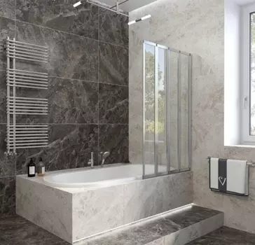 Душевая шторка на ванну Veconi Palau 120х150 профиль хром, стекло прозрачное, правая PL74R-120-01-19C4