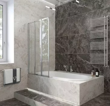 Душевая шторка на ванну Veconi Palau 90х150 профиль хром, стекло прозрачное, левая PL73L-90-01-19C4