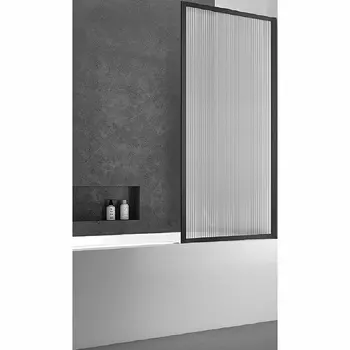 Душевая шторка на ванну Vincea City VSB-41700FLB 70х140 профиль черный, стекло рифленое