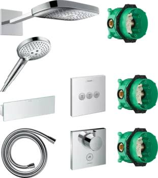 Душевой комплект Hansgrohe Raindance Select E 300 (3 jet) 26468000 + 26530000 + 28272000 + 26456000 + 15760000 + 15764000