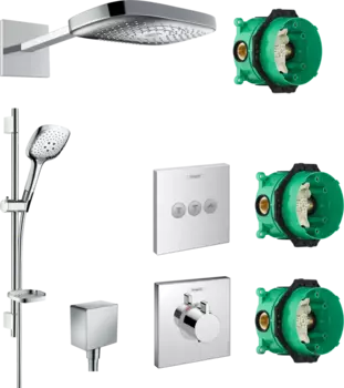 Душевой комплект Hansgrohe Raindance Select E 300 (3 jet) 26468000 + 27856000 + 26455000 + 15760000 + 15764000
