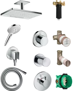 Душевой комплект Hansgrohe Rainmaker Select 460 (2 jet) 24004400 + 26530400 + 26487000 + 28276000 + 15932000 + 15972000