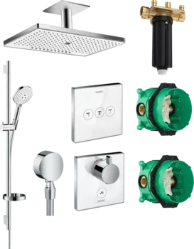 Душевой комплект Hansgrohe Rainmaker Select 460 (3 jet) 24006400 + 26631400 + 27506000 + 15735400 + 15736400