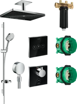 Душевой комплект Hansgrohe Rainmaker Select 460 (3 jet) 24006600 + 26631000 + 27506000 + 15735600 + 15736600