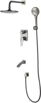 Душевой комплект Lemark Bronx LM3722GM С ВНУТРЕННЕЙ ЧАСТЬЮ, графит