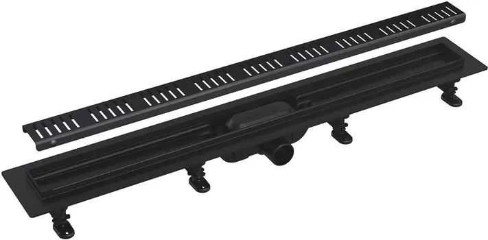 Душевой лоток AlcaPlast APZ10BLACK 650 с решеткой и опорами APZ10BLACK-650M