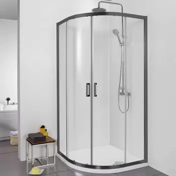 Душевой уголок Акватек AQ ARI RO10020BL 100х100 см, черный матовый профиль