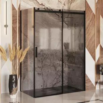 Душевой уголок Ambassador Benefit 19022204HBB-80HBB 150х80 см, профиль черный, стекло тонированное
