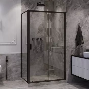 Душевой уголок Ambassador Forsa 17021217AB-100AB 110х100 см, профиль черный, стекло прозрачное
