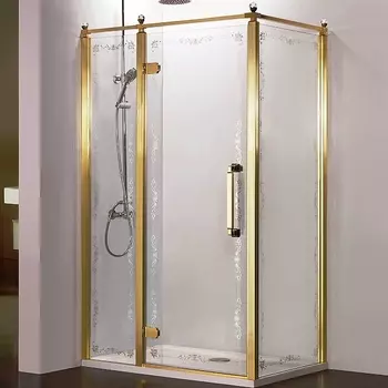 Душевой уголок Azario Ontario AZ-NBB1231-L 120х90х200 профиль золото, стекло прозрачное с узором, левый