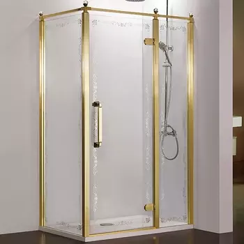Душевой уголок Azario Ontario AZ-NBB1231-R 120х90х200 профиль золото, стекло прозрачное с узором, правый
