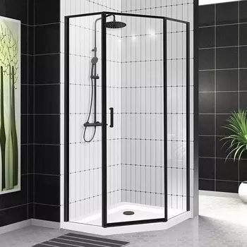 Душевой уголок BelBagno Uno 195 P 1 100 C Nero профиль черный, стекло прозрачное UNO-195-P-1-100-C-NERO