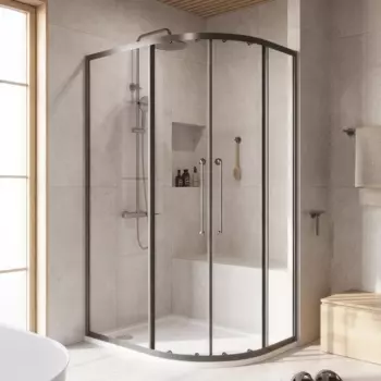 Душевой уголок Cezares Relax RELAX-304-RH-2-120/90-C-GM 120x90, профиль оружейная сталь