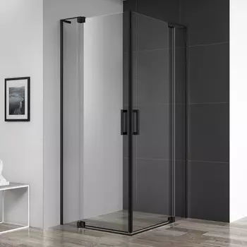 Душевой уголок Cezares Slider AH 2 80/90-90/100 C Nero профиль черный, стекло прозрачное SLIDER-AH-2-80/90-90/100-C-NERO