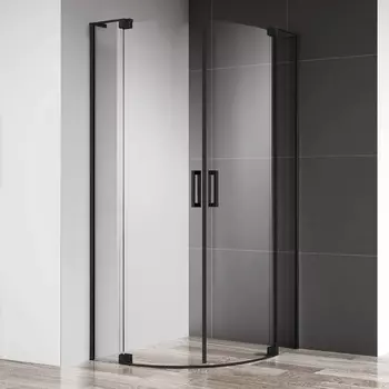 Душевой уголок Cezares Slider R 2 80/90 C Nero профиль черный, стекло прозрачное SLIDER-R-2-80/90-C-NERO