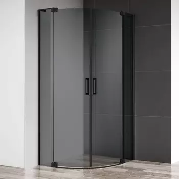 Душевой уголок Cezares Slider R 2 90/100 Grigio Nero профиль черный, стекло серое SLIDER-R-2-90/100-GRIGIO-NERO