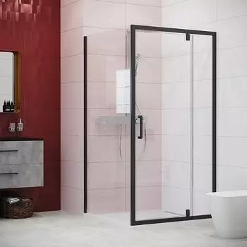 Душевой уголок Creto Astra стекло прозрачное профиль черный 90х90 см 121-WTW-900-C-B-6+121-SP-900-C-B-6