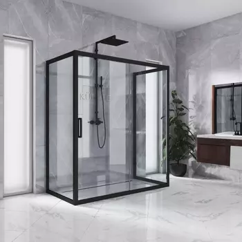 Душевой уголок Kubele DE019R2U-CLN-BLMT 120х100 см, профиль матовый черный DE019R2U-CLN-BLMT-120х100х200