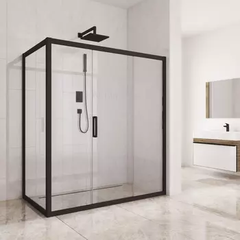 Душевой уголок Kubele DE019R3-CLN-BLMT 140х90 см, профиль матовый черный DE019R3-CLN-BLMT-140х90х200