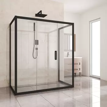 Душевой уголок Kubele DE019R3U-CLN-BLMT 140х100 см, профиль матовый черный DE019R3U-CLN-BLMT-140х100х200