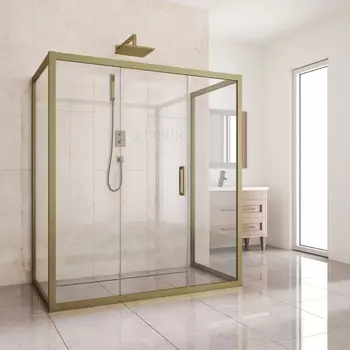 Душевой уголок Kubele DE019R3U-CLN-BR 140х100 см, профиль бронза DE019R3U-CLN-BR-140х100х200