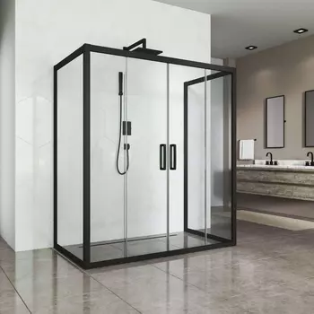 Душевой уголок Kubele DE019R4U-CLN-BLMT 140х90 см, профиль матовый черный DE019R4U-CLN-BLMT-140х90х200