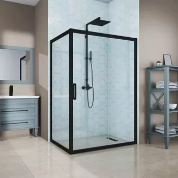 Душевой уголок Kubele DE019R-CLN-BLMT 140х90 см, профиль матовый черный DE019R-CLN-BLMT-140х90х200