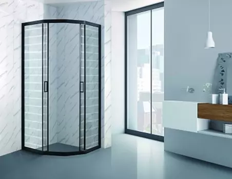 Душевой уголок Loranto CS-837A-1/TR 90х90х195 профиль черный, стекло прозрачное с узором